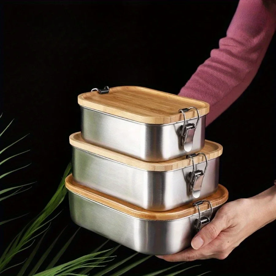Food Storage Method - Yeni 304 Paslanmaz Çelik Bambu Kapaklı