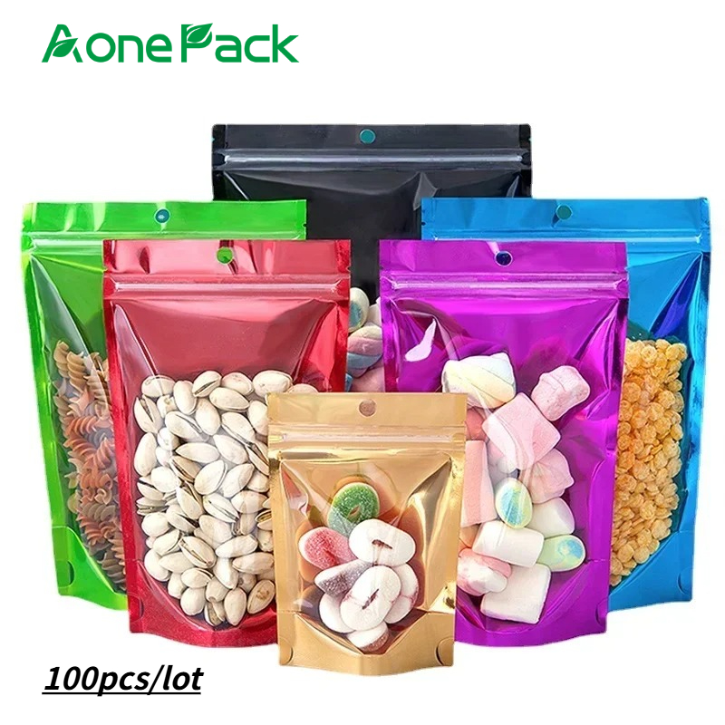 Food Storage In Mylar Bags - 100 adet Yeniden Kapatılabilir Plastik Poşetler