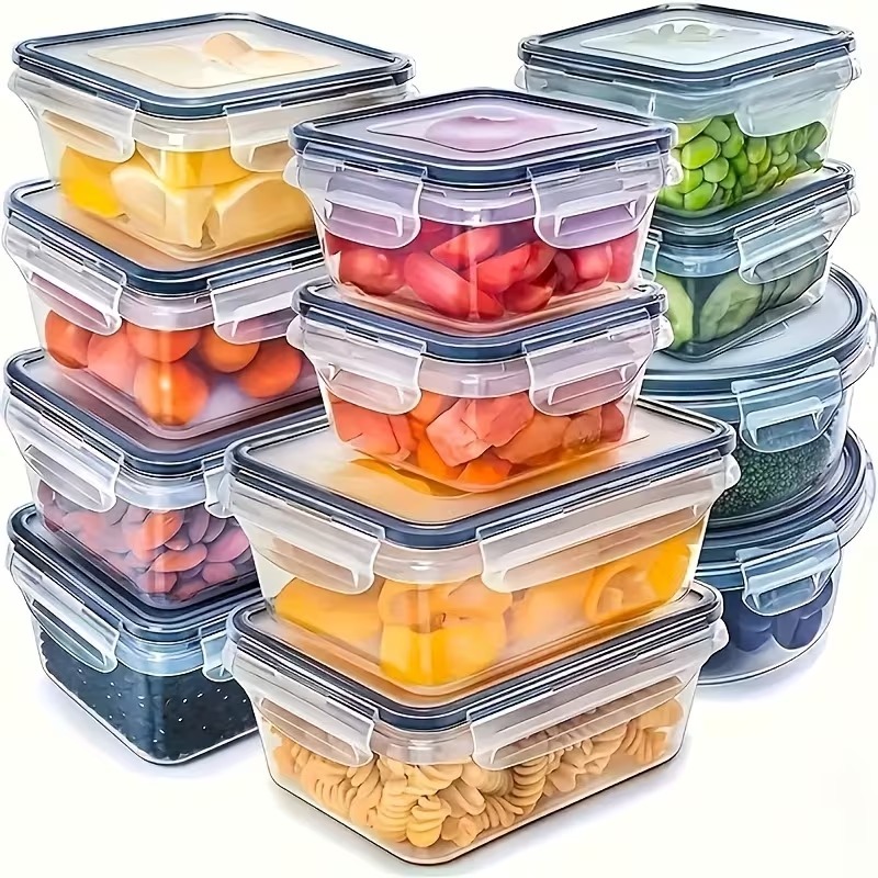 Food Storage Boxes With Lids - 4 Parçalı Şeffaf Gıda Saklama Kapları,