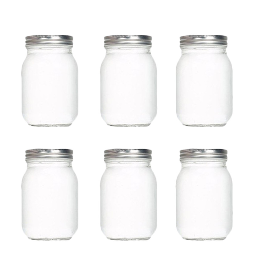 Food Storage With Lids - 6 adet şeffaf yuvarlak cam kavanoz