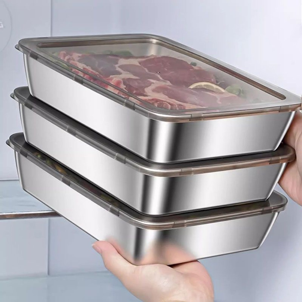 Food Storage Boxes With Lids - Gıda Sınıfı Paslanmaz Çelik Kapaklı Servis