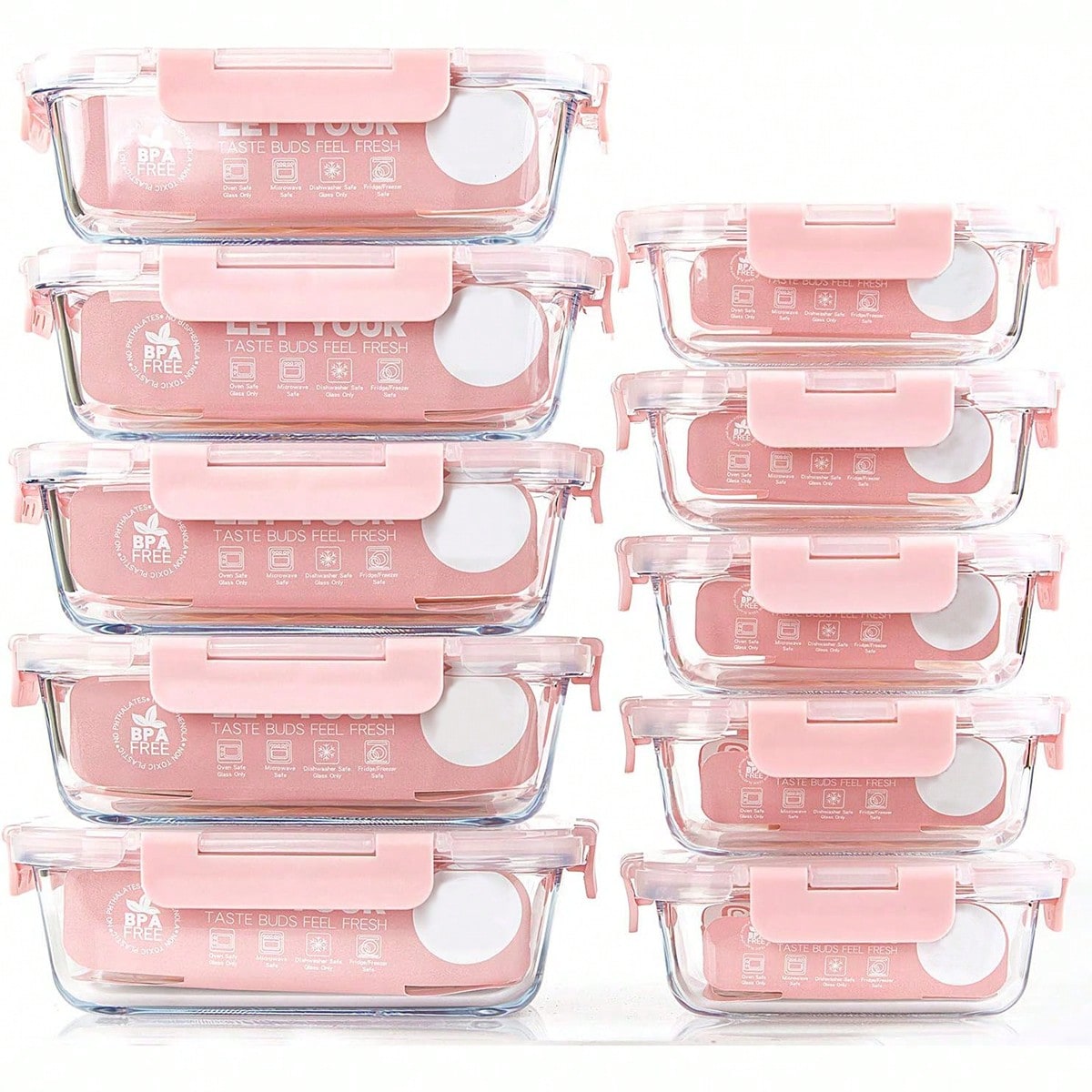 Food Storage Method - 10'lu Paket Cam Yemek Hazırlık Kapları,