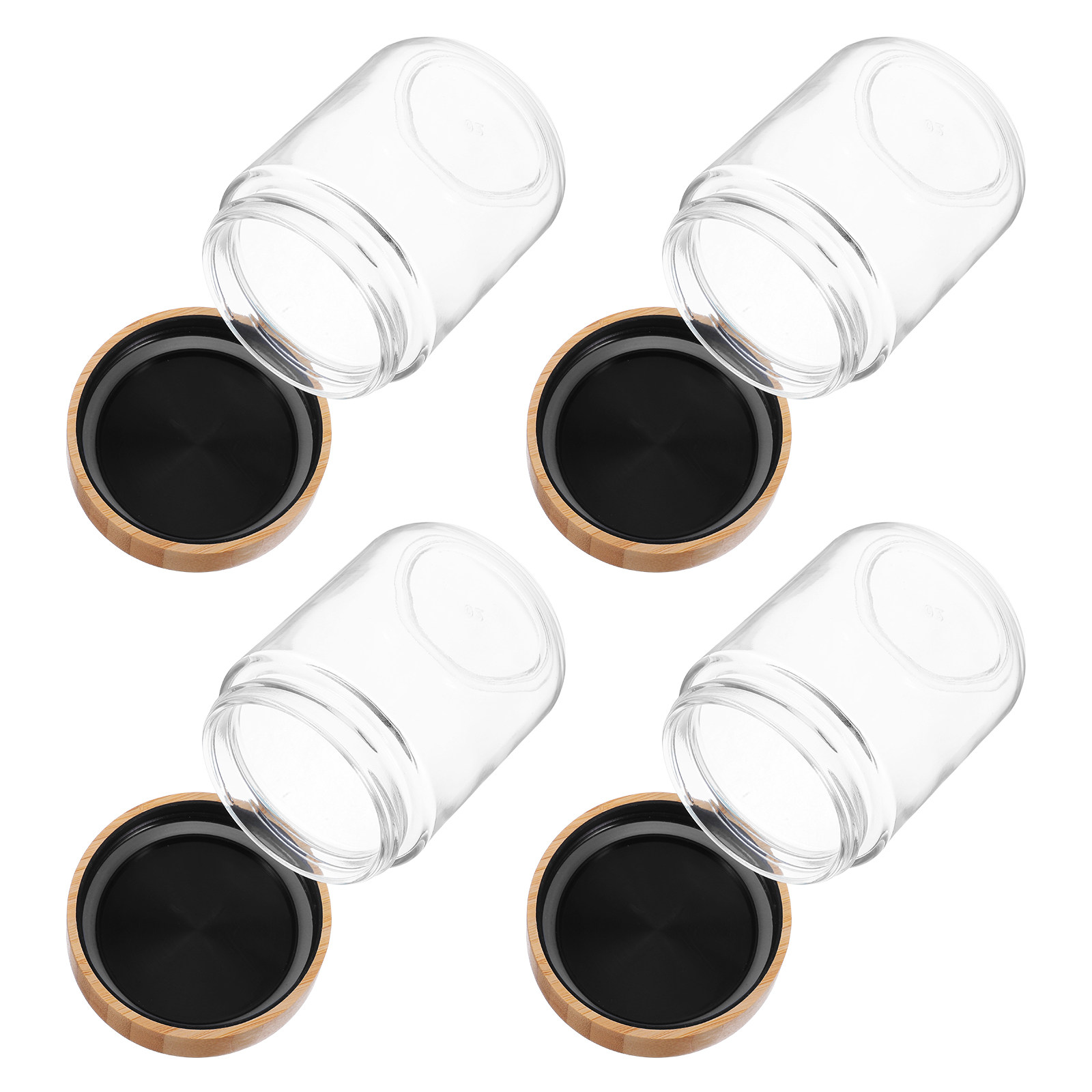 Food Storage With Lids - 4 Adet Cam Mutfak Saklama Kavanozu