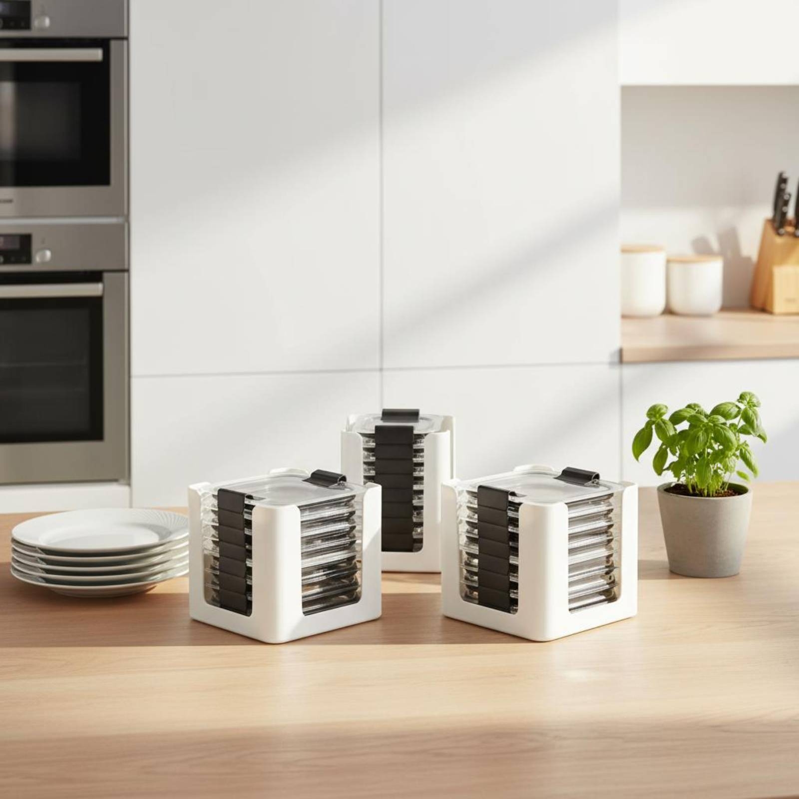 Food Storage With Lids - 3 Parça Kapak Saklama Rafı Dikdörtgen