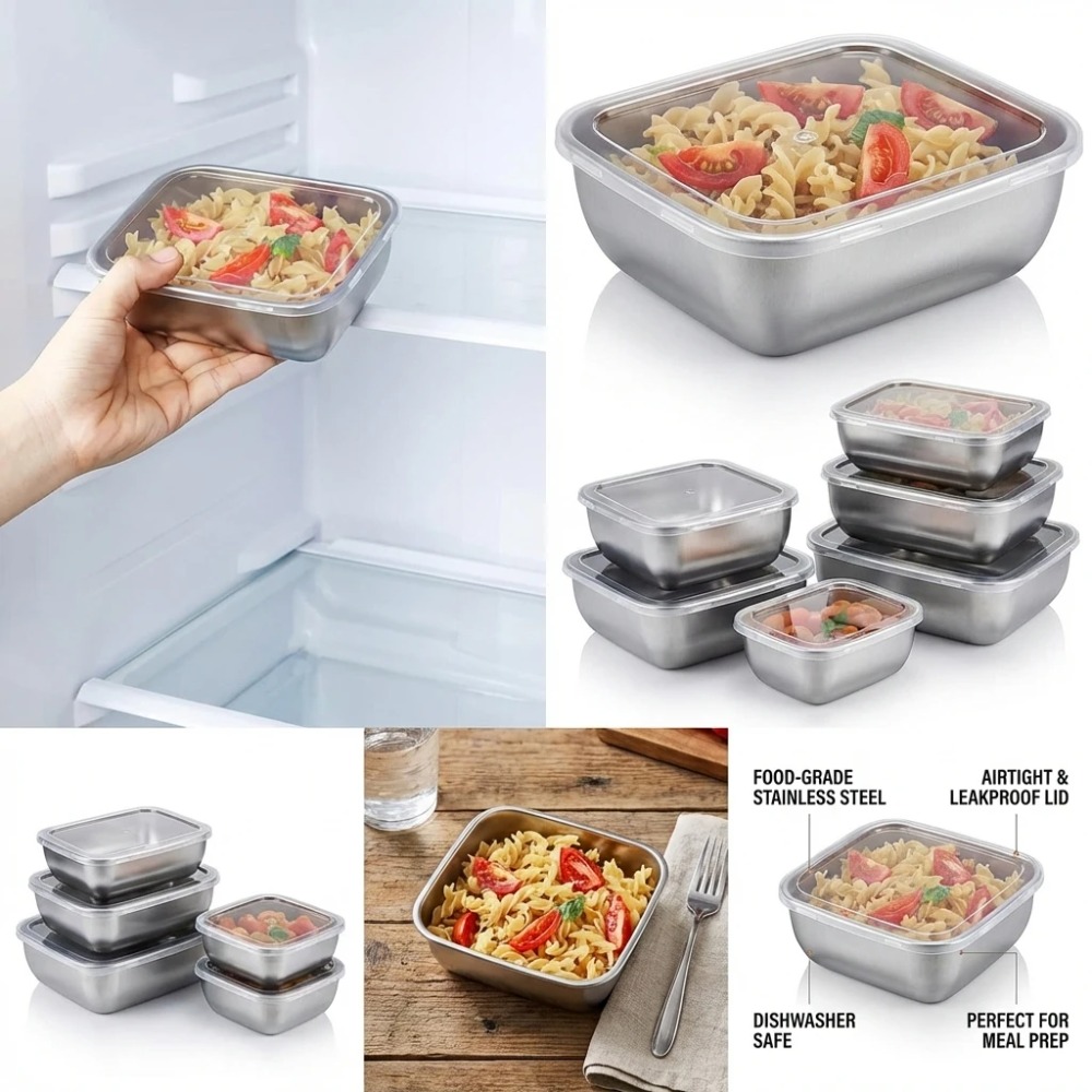 6 Adet Paslanmaz Çelik Gıda Sa - Food Storage Metal Box incelemesi ve fiyatı